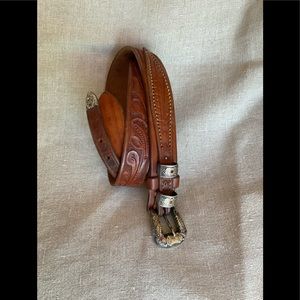 Hollands San Angelo Belt Ranger Texas Style S/S 14K Gold Rubies 36/32 #204 RARE